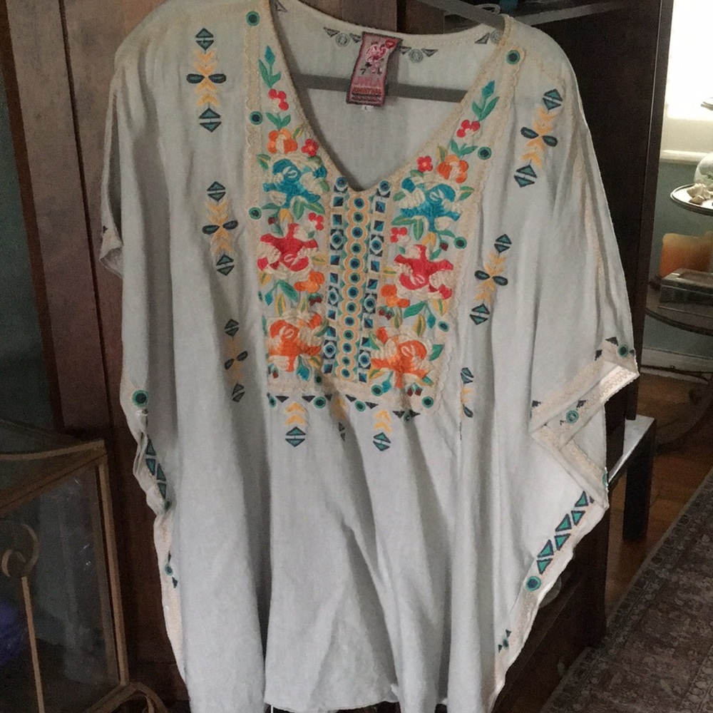 Johnny Was embroidered poncho